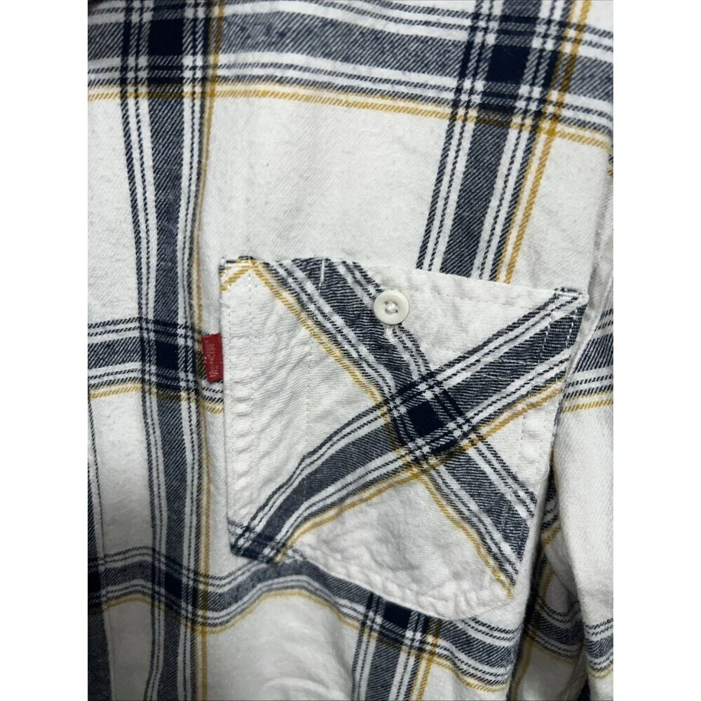 Vintage Levi's Cotton Plaid Long Sleeve Flannel Shirt Button Down Size XL